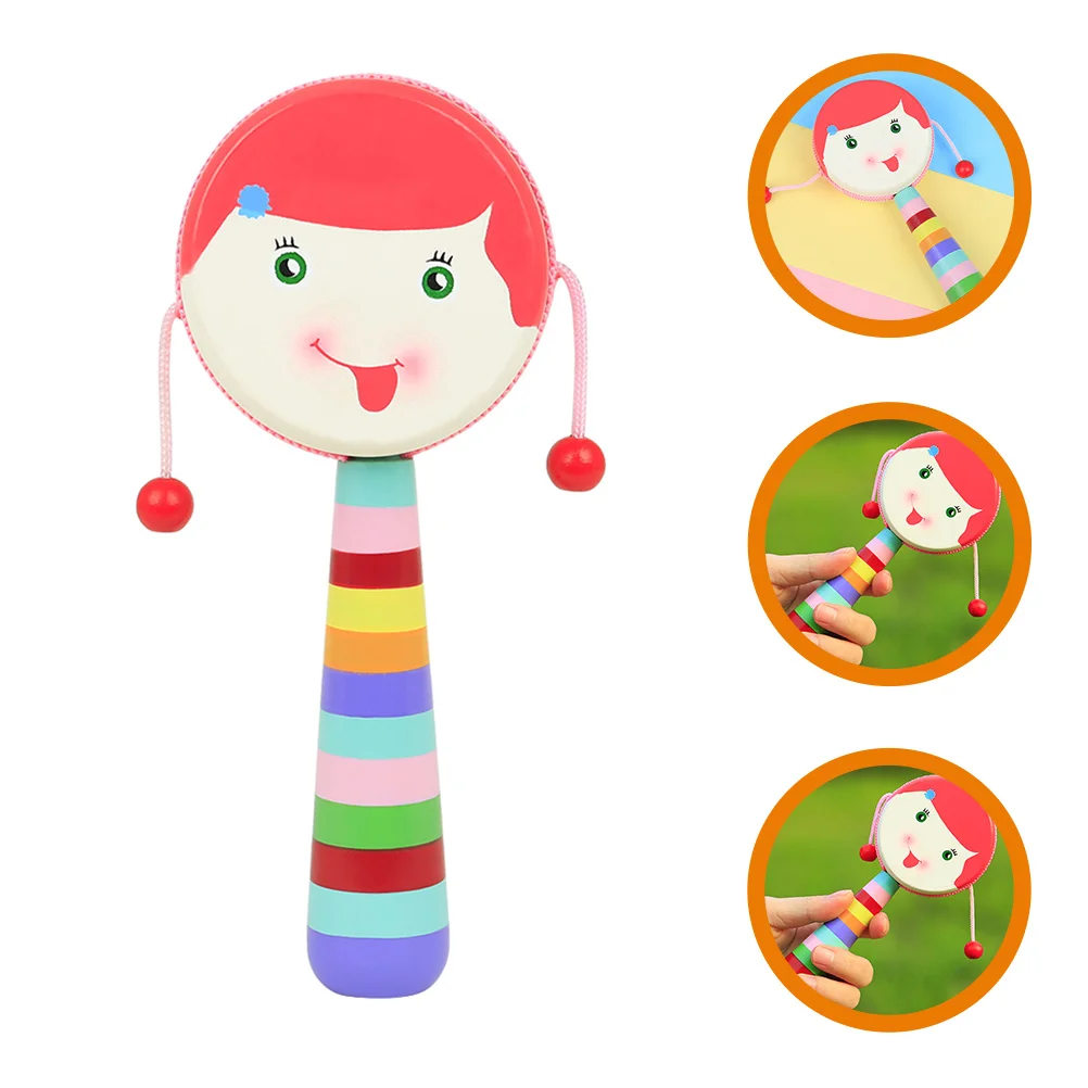 Hochet en bois tambour enfants jouets infantile Double face hochets sensoriels pour bébés enfant bébé
