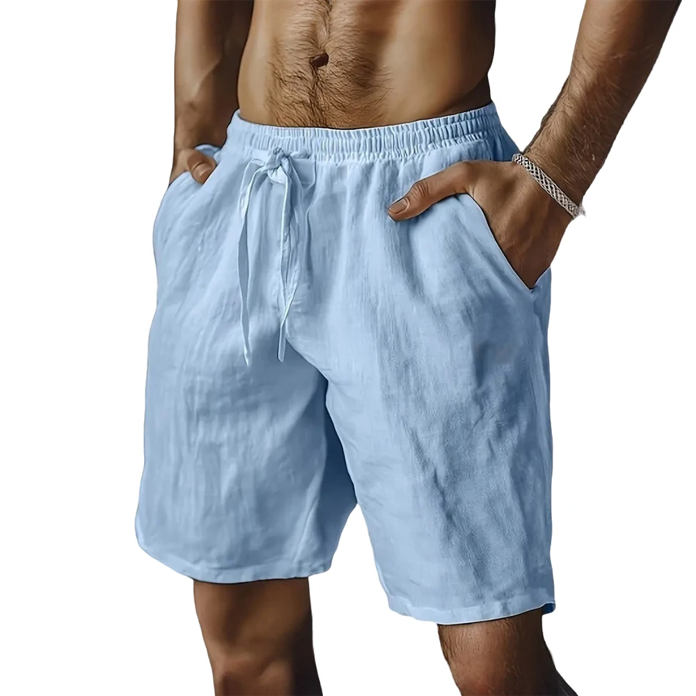 Sommer Neue männer Atmungsaktive Shorts Hawaii Strand Kurze Hosen Männliche Einfarbig Hosen Lose Leichte Kurze Streetwear – Detail 7