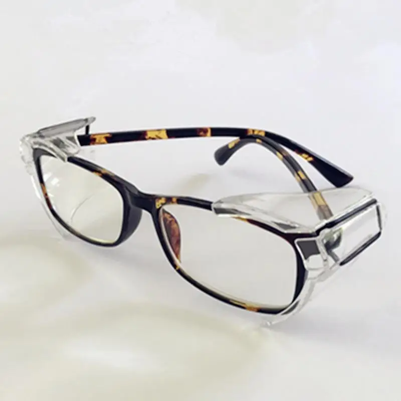 1Pair Clear Safety Glasses Side Guard Transparent Eye Protection Attachment For Regular Eyeglasses Lab Work Industrial Use