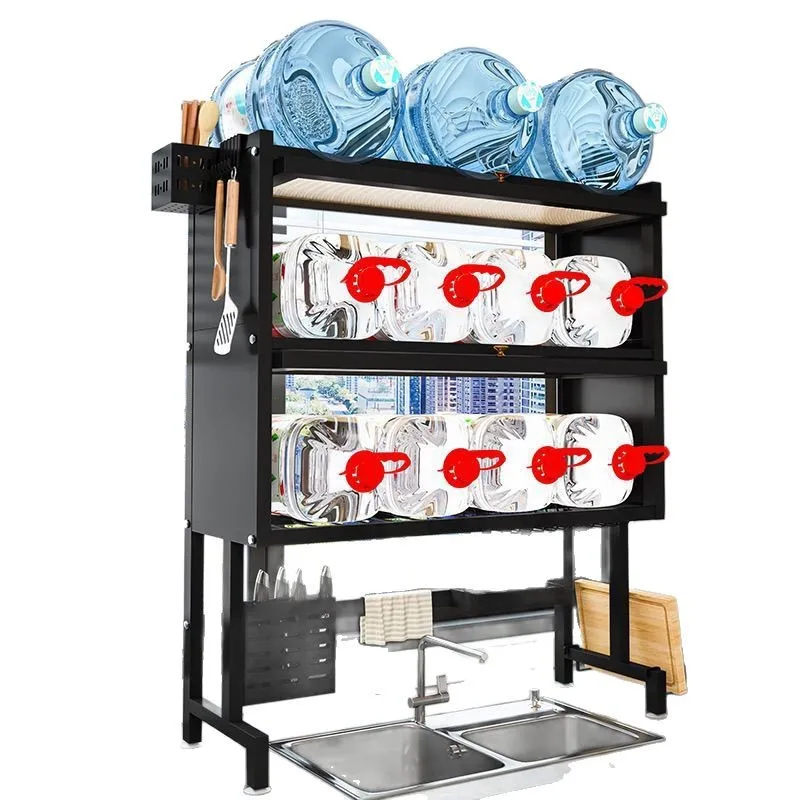 Kitchen Sink Shelf with Cabinet Door Household Dish Drain Rack Countertop Multifunctional Dish  Storage Rack