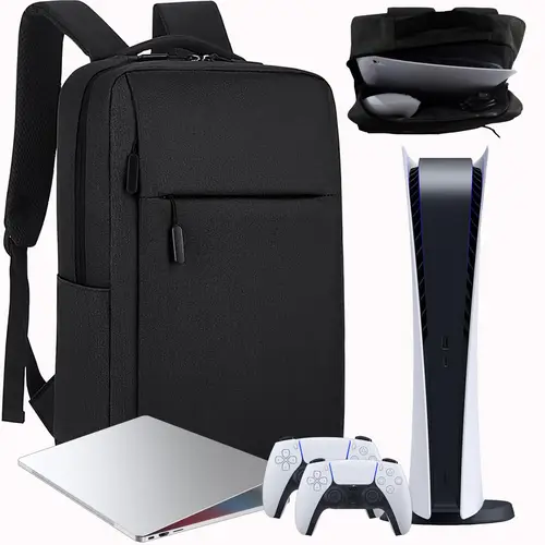 Mochila de viaje para juegos para PS5, bolsa de almacenamiento de Estuche de transporte protectora Compatible con consola PlayStation 5 para disco de juegos,Negro