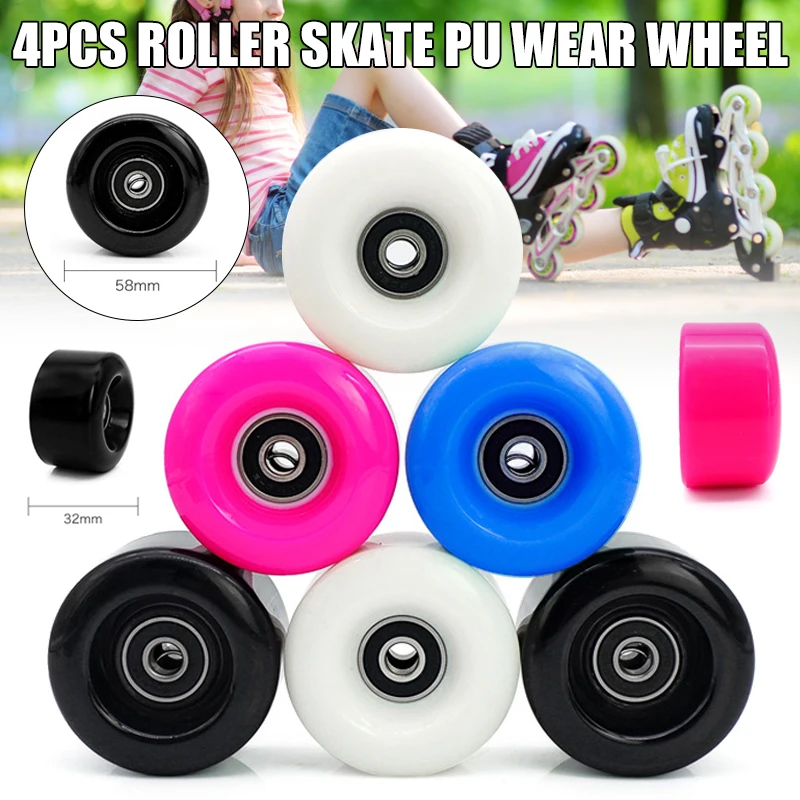 ใหม่4Pcs ล้อสเก็ต PU สวมใส่ล้อสเก็ตน้ำแข็ง Roller Skates สเก็ตบอร์ด