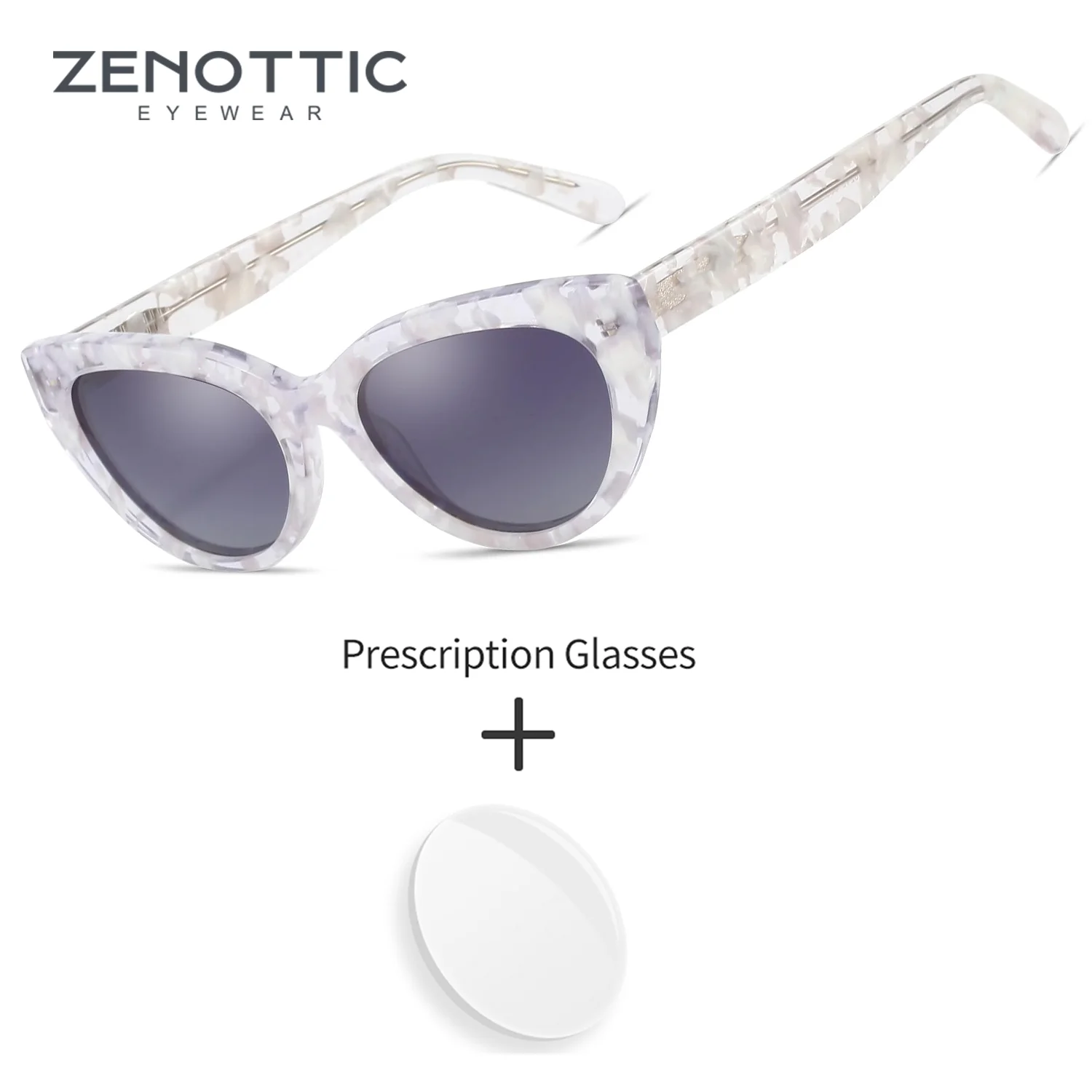 

ZENOTTIC Cat Eye Polarized Prescription Sunglasses Female Acetate Sun Eyeglasses shades UV400 Protection Myopia Glasses Woman