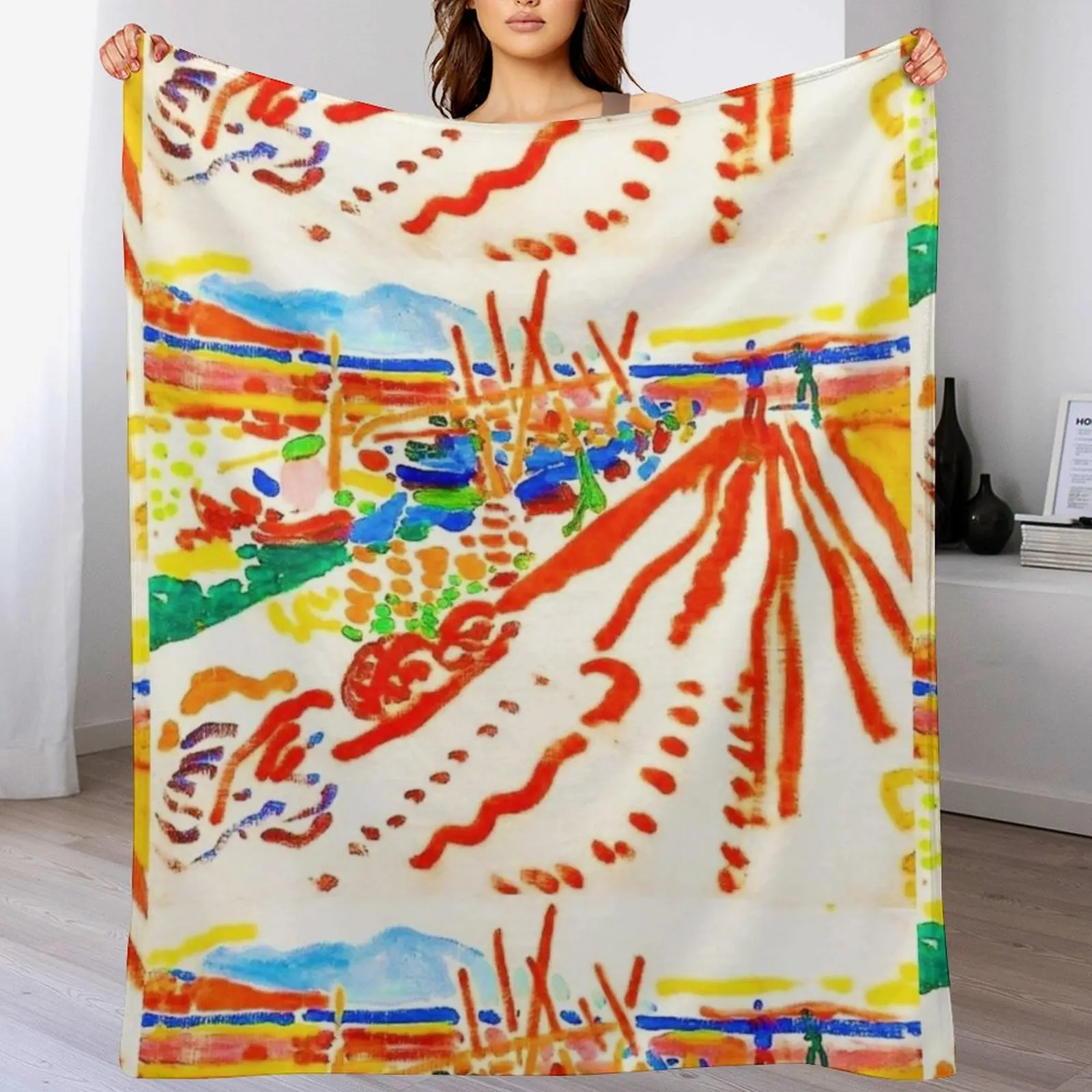 

Andr Derain 1906, La_jete  'Estaque, oil on canvas Throw Blanket Ultra Soft Flannel Fleece Blanket for All Seasons