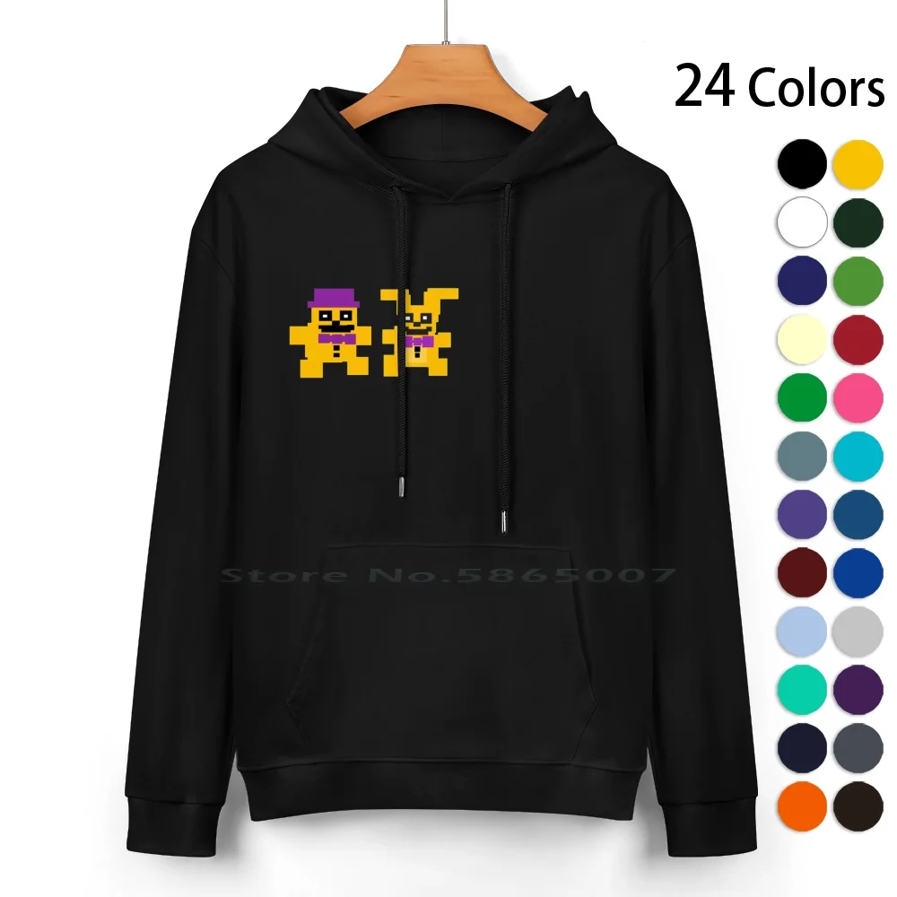 Fredbear And Springbonnie Cotton Hoodie Sweater 24 Colors Springbonnie Fredbear Plush Fnaf 8bit Springtrap 100% Cotton Hooded