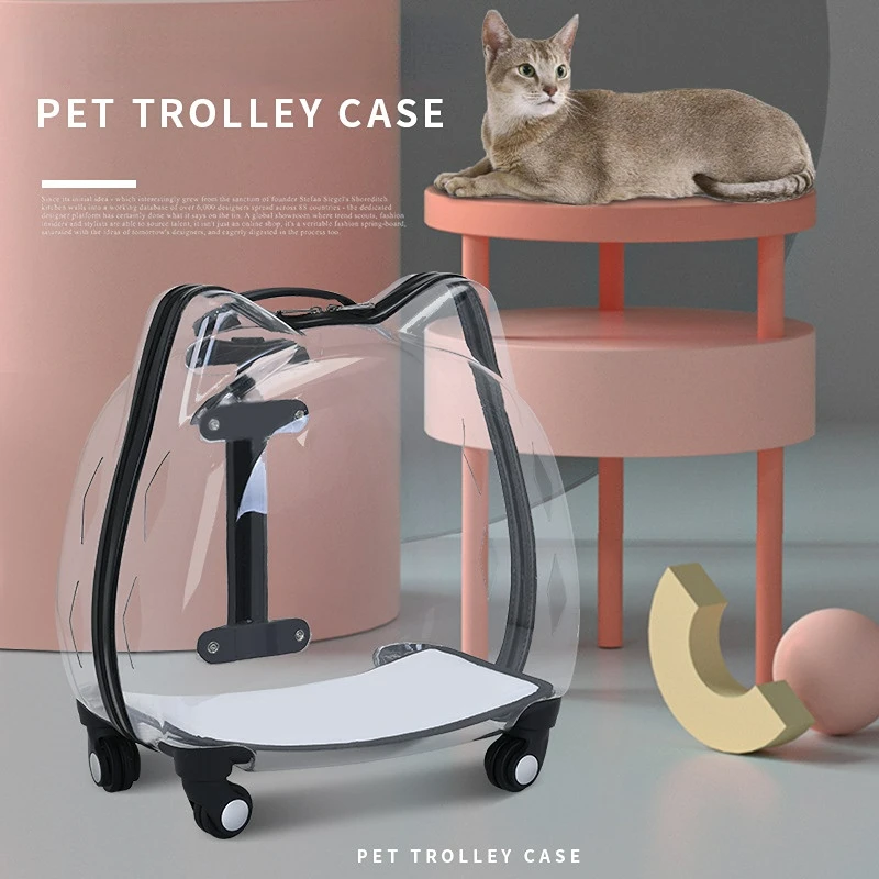 Pet Trolley Case Dog Travel Transport Bag Transparent Wide View Handbag Outing Portable Fashion Backpack Cat Carriers Bubble Box