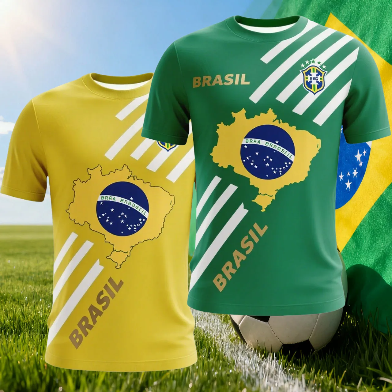 

Новый быстросохнущий дышащий топ унисекс, модная детская футболка с короткими рукавами и принтом в Бразилии, футбольная тренировочная форма