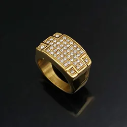 Full rhinestone Rings Iced Out Rhinestone Engagement Wedding Ring for Men's Women's Rock Finger Hip Hop Jewelry