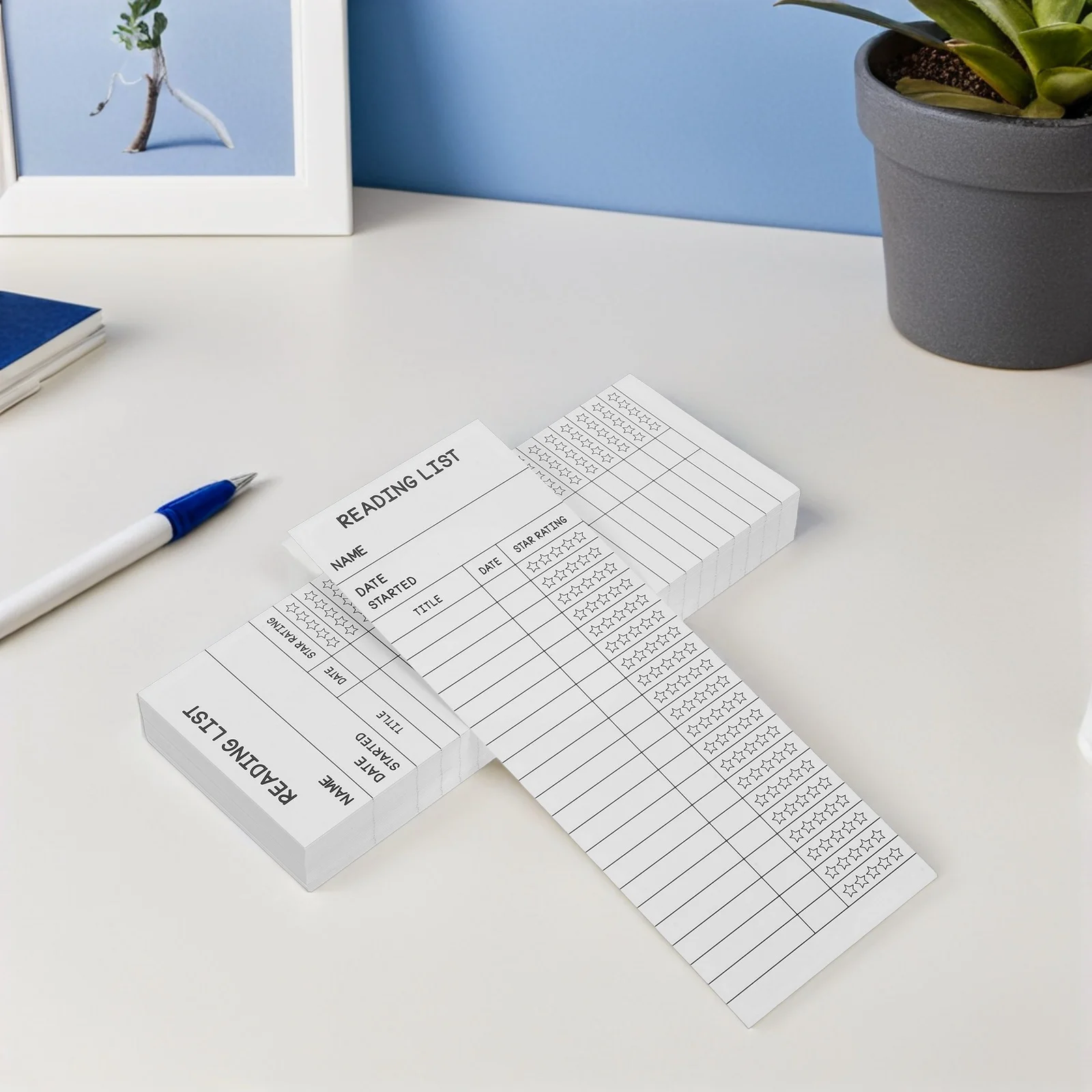 

50Pcs Paper Bookmark Reading List Tracker with Writing Space Portable Lightweight Book Journal Markers for Reading Logs and