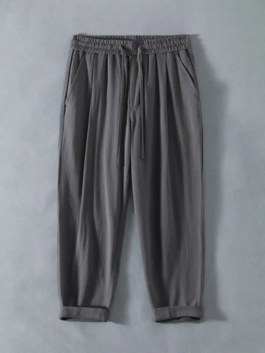 Men's Casual Cotton Linen Pants Summer New Style Simple Straight Leg Breathable Comfortable Men's Fashion Spring Autumn Wear