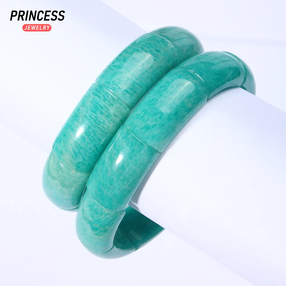 Hot Sell Top Natural Russian Amazonite Bangle 15*26mm Gem Stone Bracelet for Jewelry Making DIY Accessories Or Gift