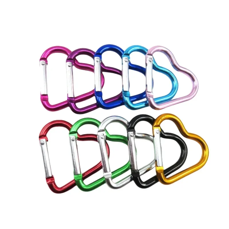 Outdoor Carabiner Heart Shape Keychain Clip Aluminum Alloy Rings Climbing Clips Spring Snap Hook Carabiner Durable