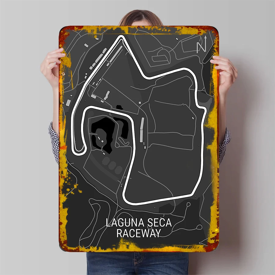 Laguna Seca Raceway Track Map Металлическая настенная художественная гоночная схема Декор для дома, гаража, офиса Laguna Seca Raceway Track Map Металлическая настенная художественная гоночная схема Декор для дома, гаража, офиса