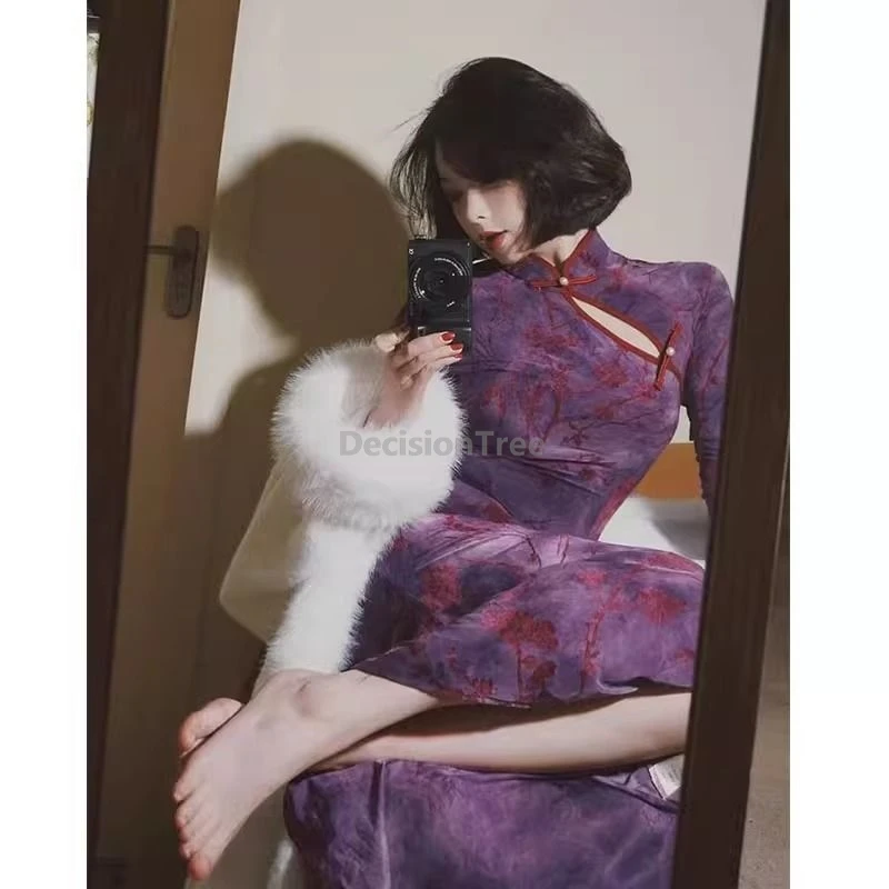

2025 mature temperament chinese improved daily qipao fashionable vintage slim fitting dress high end graceful women's qipao