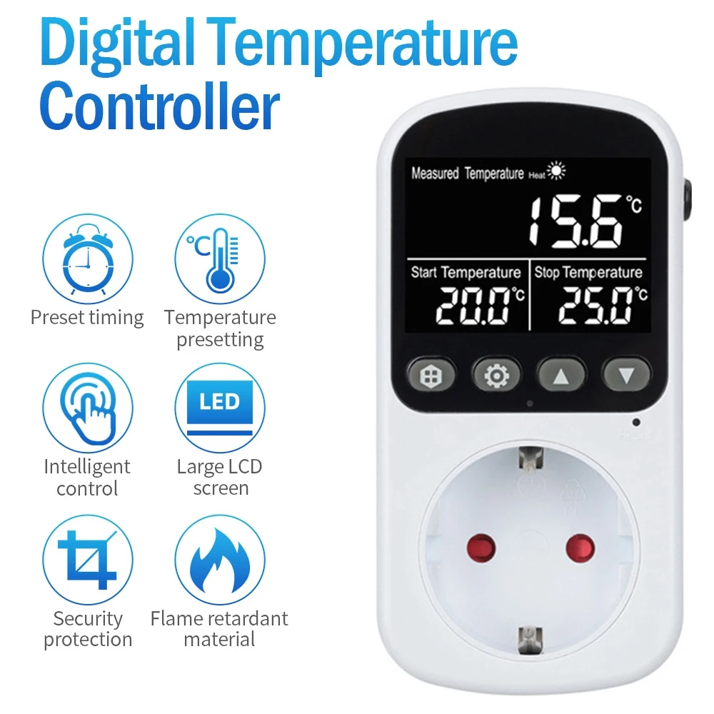 Negative Display EU Timer Socket Switch Thermostat Digital Temperature Controller Low energy consumption wide-angle