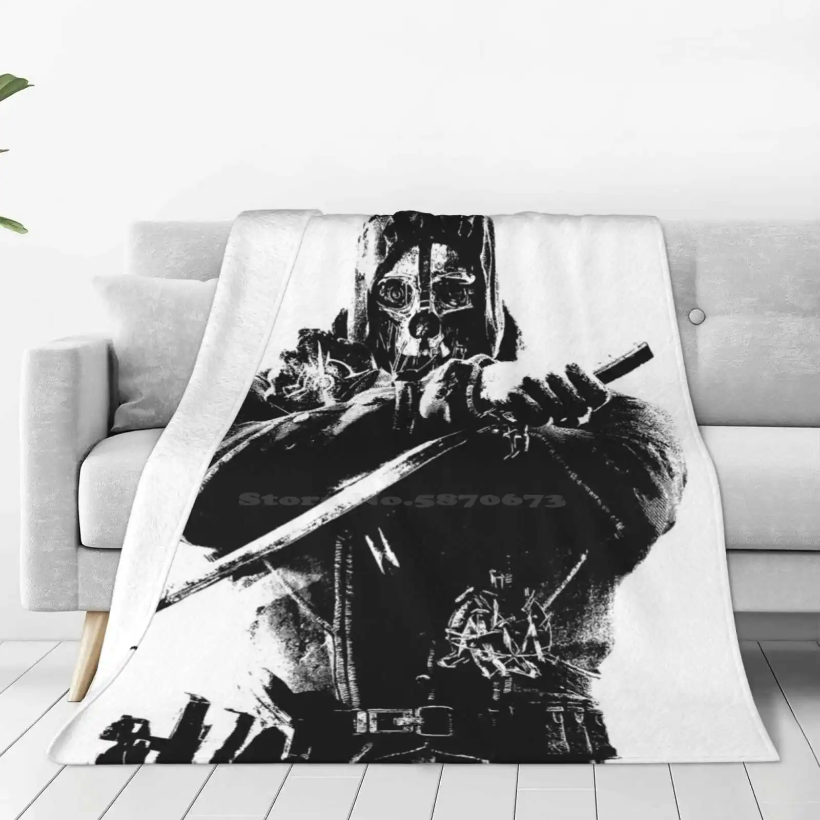 Weathered Corvo Dishonored Four Seasons Comfortable Warm Soft Throw Blanket Weathered Corvo Dishonored 2 Bethesda Black White