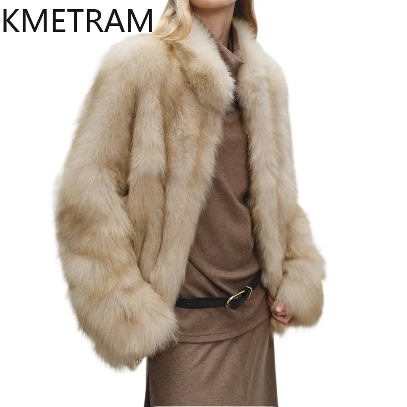 

KMETRAM Natural Fox Fur Coat Women High Quality Stand Collar Real Fur Jacket New in Furry Jackets Winter Woman Clothing 2025 정품급