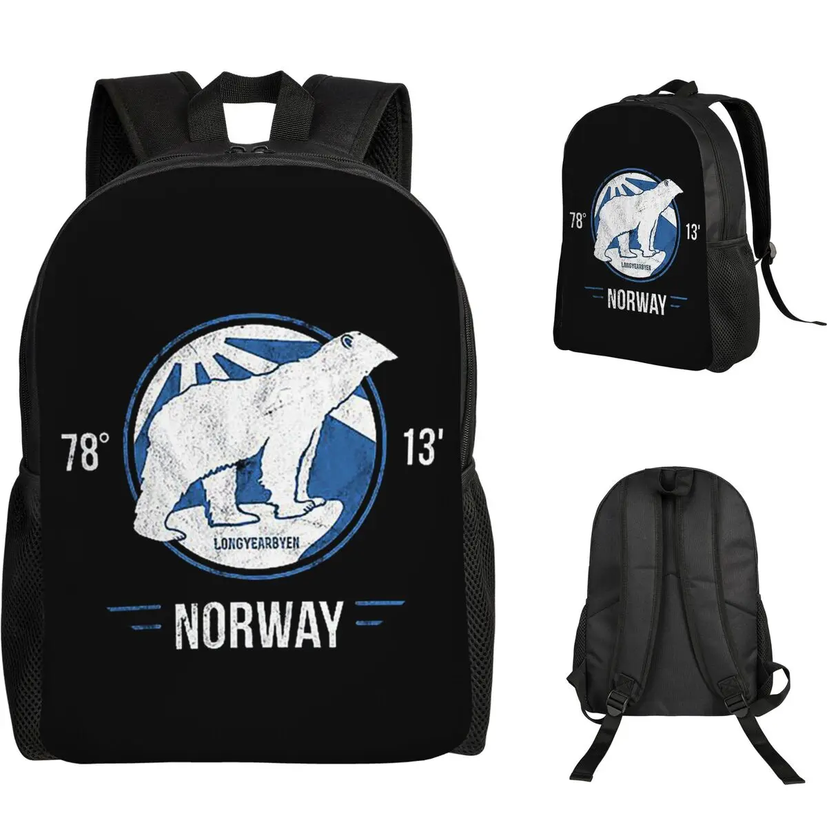 Svalbard Ijsbeer Middernacht Zon In Noorwegen Rugzak Dagrugzak Grote Capaciteit Boekentas Schooltas Schoudertassen voor Heren Dames