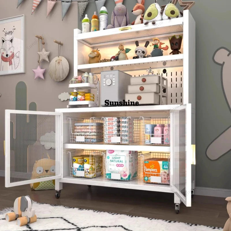Baby Feeding Table Sideboards Dust-proof Steel Cabinet- Iron Cabinet with Glass Display, Ideal Floor Storage & Locker for HomeY