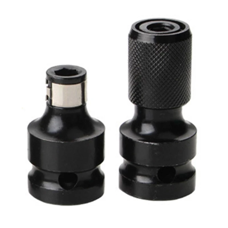 

2Pcs 1/2" Square To 1/4" Hex Ratchet Socket Conversion Tool Release Drive Quick Adaptor Socket Converter Tool Chuck Impact Adapt