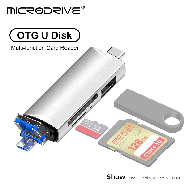 OTG Type C SD TF Card Reader 6 in 1 USB 3.0 Micro USB Flash Drive Adapter High Speed Transfer Multifunctional Card Reader