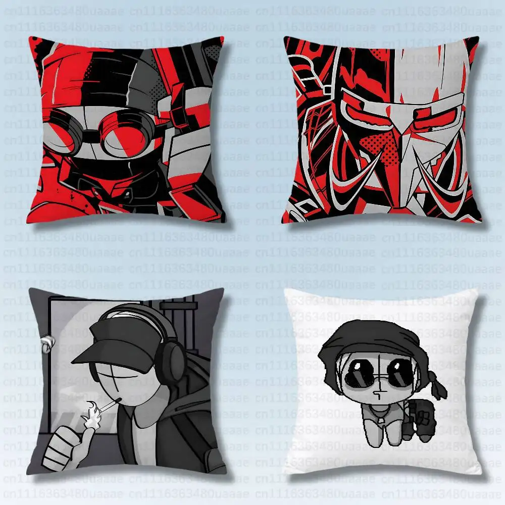 S-Sharkrobot Madness  Combat Printed Cushion Pillow Case Covers Fantasy Inspired Sofa Home Room Decor