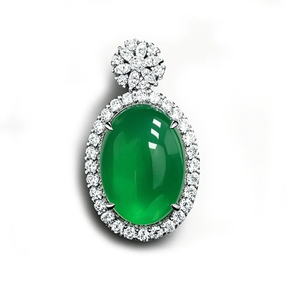 

New S925 Silver High Carbon Diamond Wood Sasa Green Natural Egg Noodles New Chinese Female Pendant Wedding Jewelry