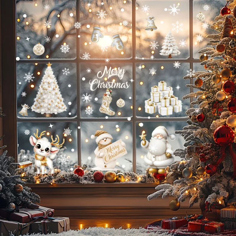 

Warm Style Santa Claus Cartoon Static Cling Decoration Window Sticker Glass Self-Adhesive Party Decoration Removable
