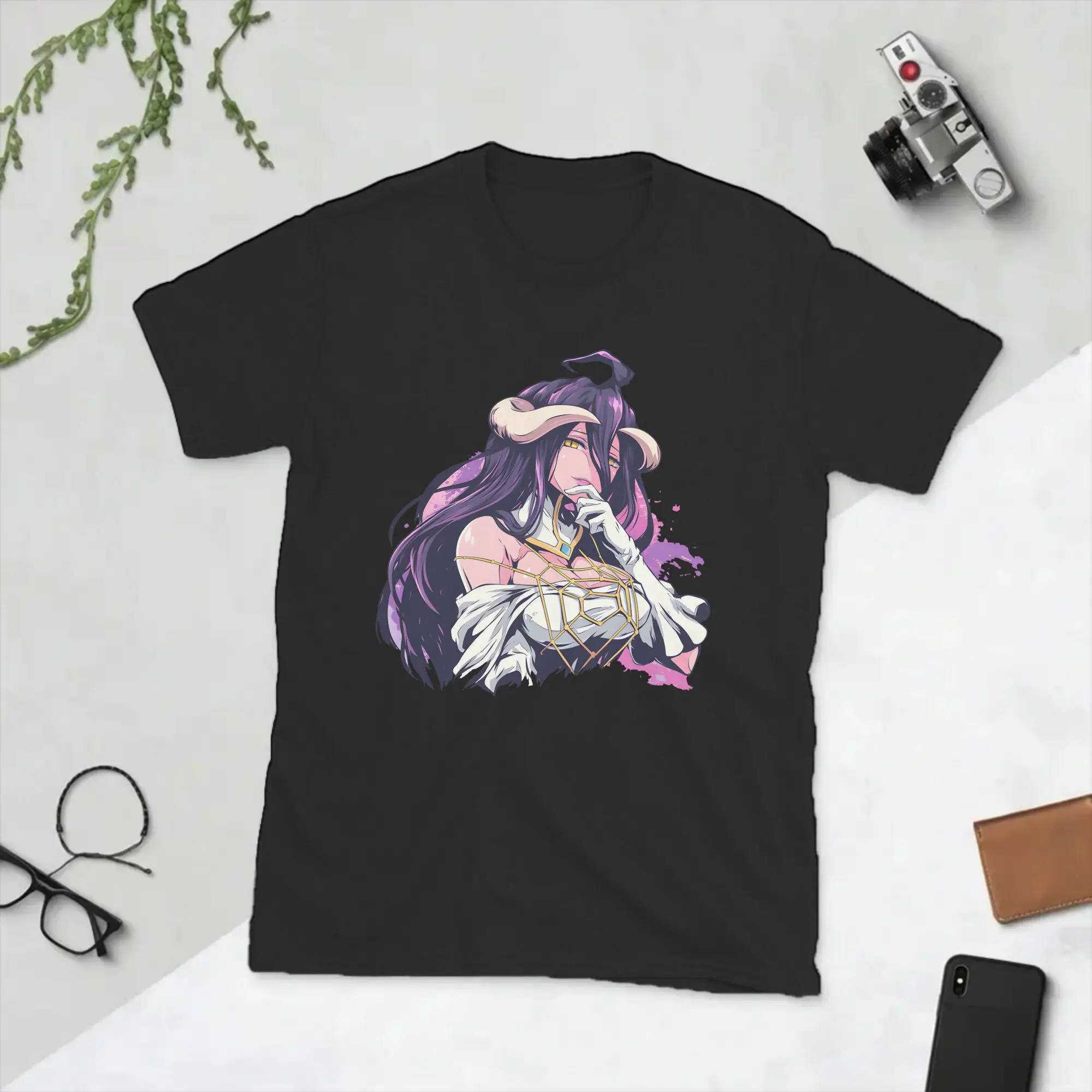 Men T-Shirt Albedo Overlords Anime Unique Pure Cotton Tees Short Sleeve  T Shirts O Neck Tops Unique