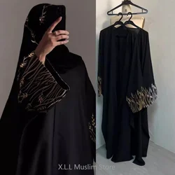 Muslim Fashion Embroidery Black Abaya Dubai Luxury Eid Ramdan Elegant Prayer Dress Kebaya Kaftan Moroccan Dresses For Women