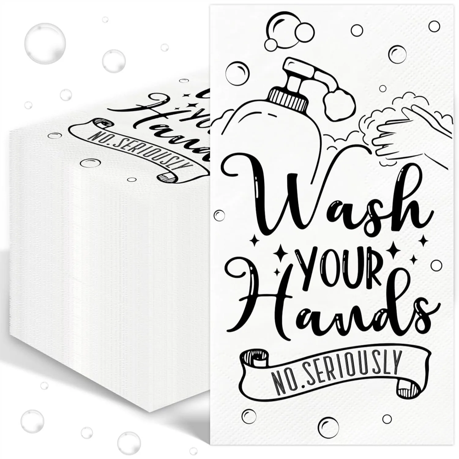 

100 Pcs Disposable Hand Towels for Bathroom Paper Towels with Wash Your Hands Design, 3 Ply Guest Napkins for Wedding Birthday