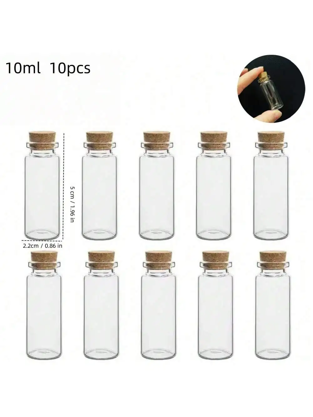 1-10 stuks mini glazen flessen met kurken - 5/10/15 ml lege glazen flesjes voor doe-het-zelf, decoratie, bericht, ambachten en groothandel