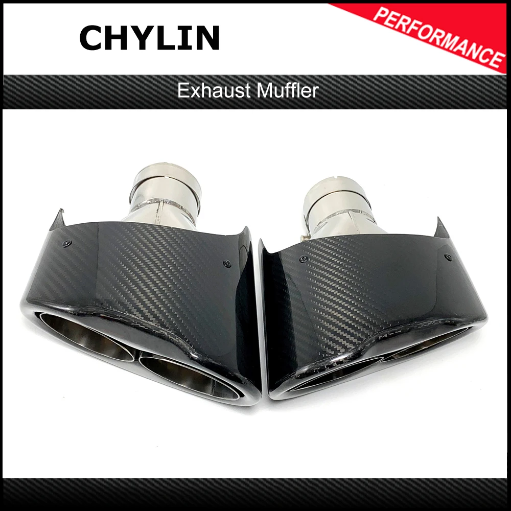 1 Pair Carbon Fiber Exhaust Tip For Audi RS3 RS4 RS5 RS6 RS7 A3 A4 A5 A6 A7 Muffler Tip Exhaust System S4 S5 S6 S7 Exhaust Pipe