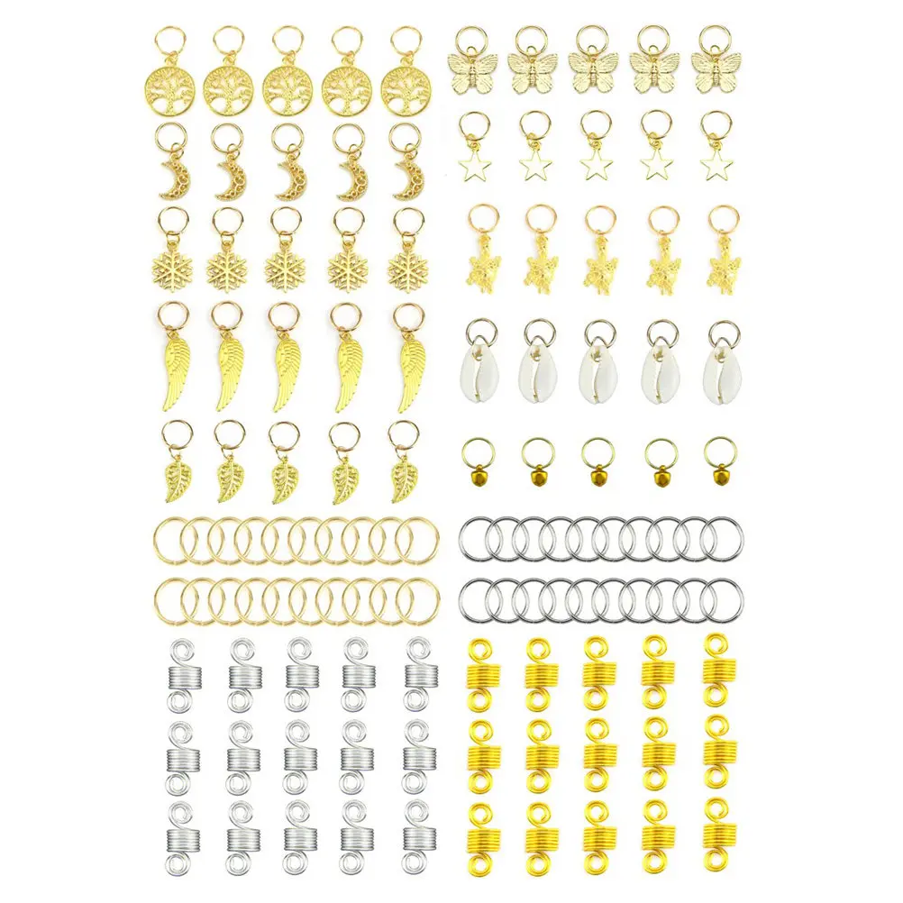 

120Pcs Alloy Hair Braid Rings Anti-Rust Hair Cuffs for Braiding Hairstyle Decoration Lightweight Filigree Tubes