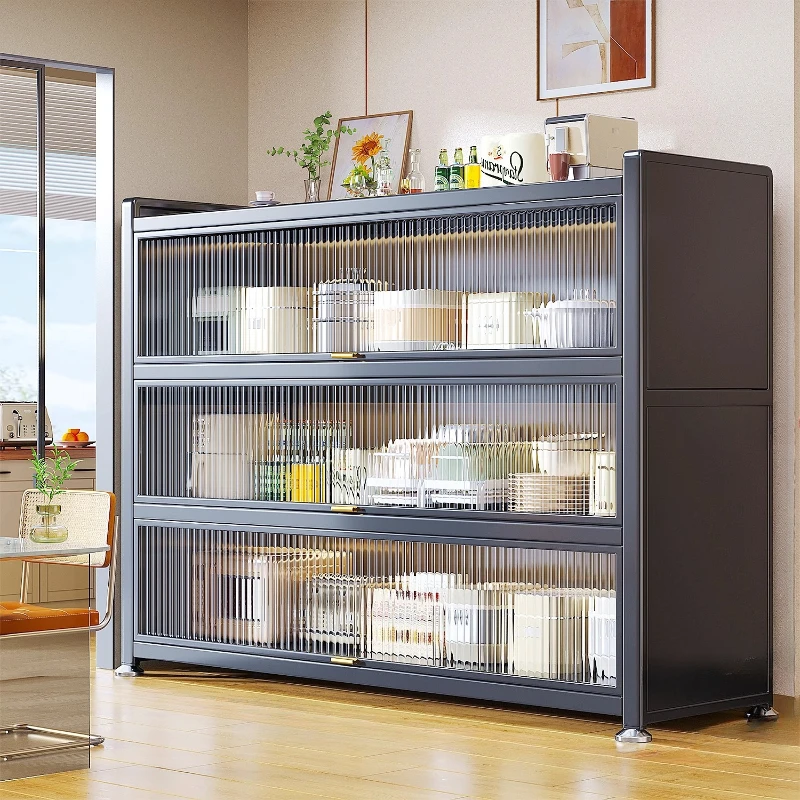 Kitchen Shelf, Floor Standing Multi-layer Storage Cabinet, Multifunctional Household Dining Edge Dust-proof Storage Cabinet
