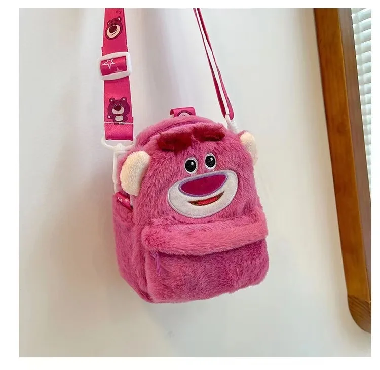 New Cute Cartoon Bag Strawberry Bear Sullivan Plush Toy Backpack Shoulder Bag Birthday Gift Boys Girls Anime Kawaii Cartoon