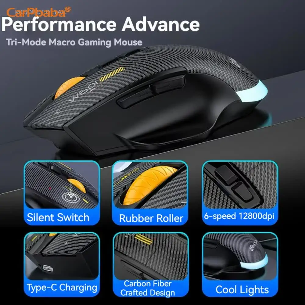 Bluetooth Wireless Gaming Mouse 12800 DPI Wired/Wireless RGB Mouse With 7 Programmable Buttons For PC Laptop Gaming