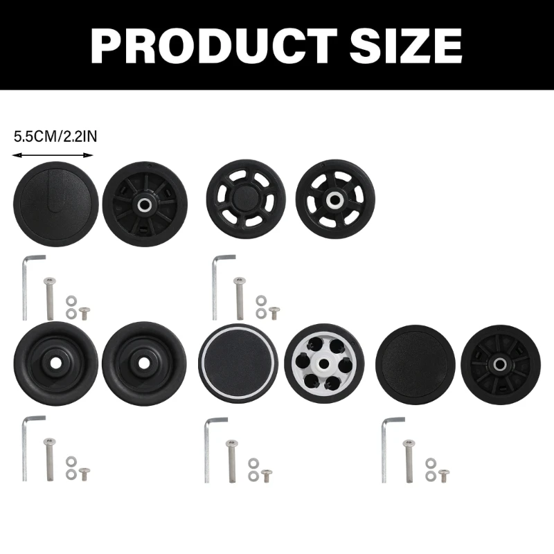 1PC 다방향 여행가방 바퀴 여행 수하물용 교체 액세서리