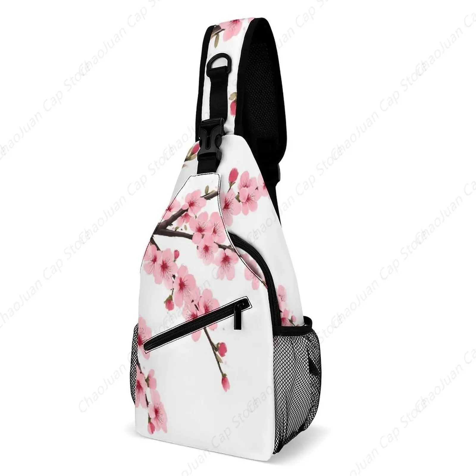 Men's Branch Of A Flourishing Tree Cherry Flowers Blossoms Spring Theme Art Chest Bag, Cool Lightweight Sling Bag with Adjustabl