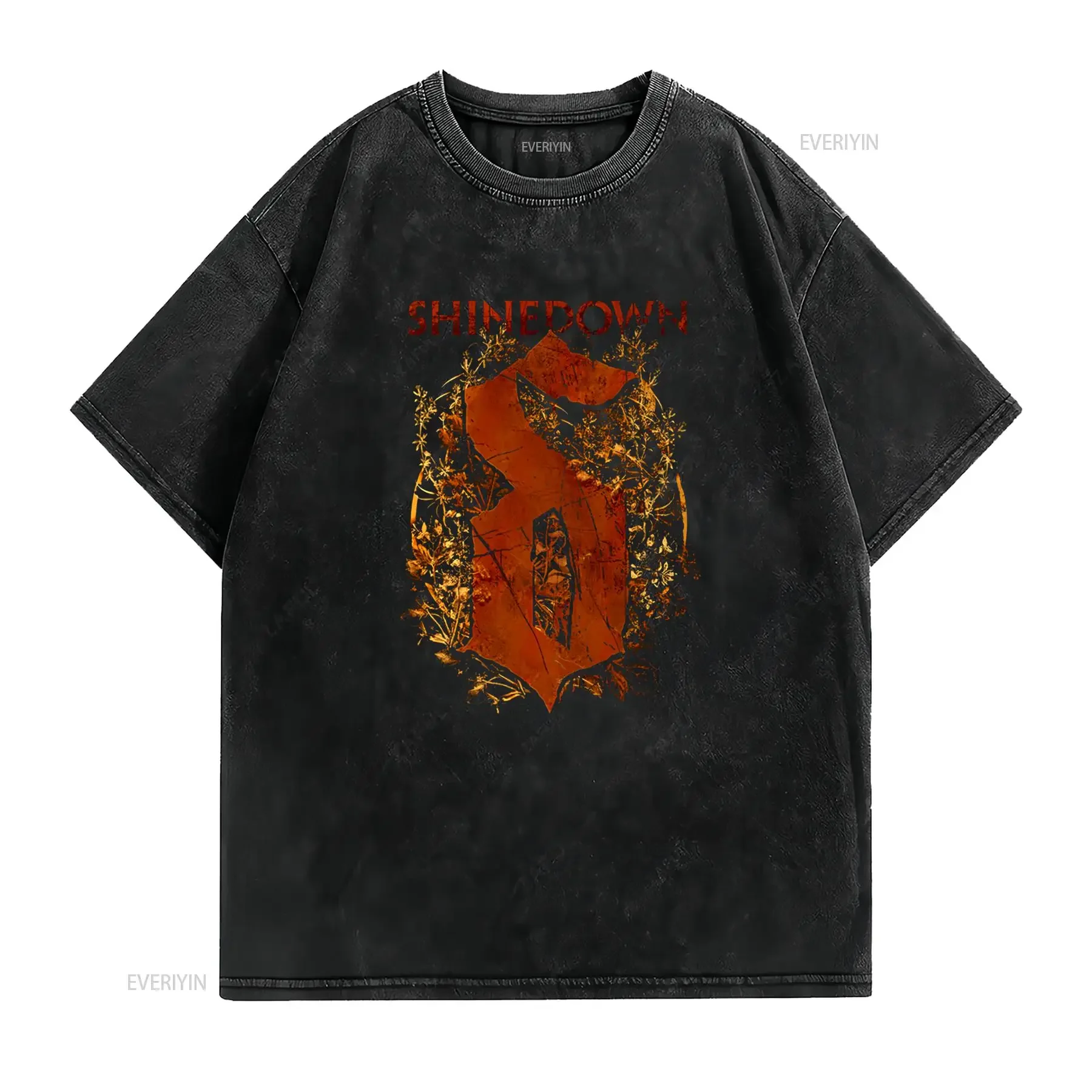 Vintage Shinedown Rock Band Rustic S Letter Floral Print Casual Streetwear T Shirt vintage Washed Slightly Soft Unisex