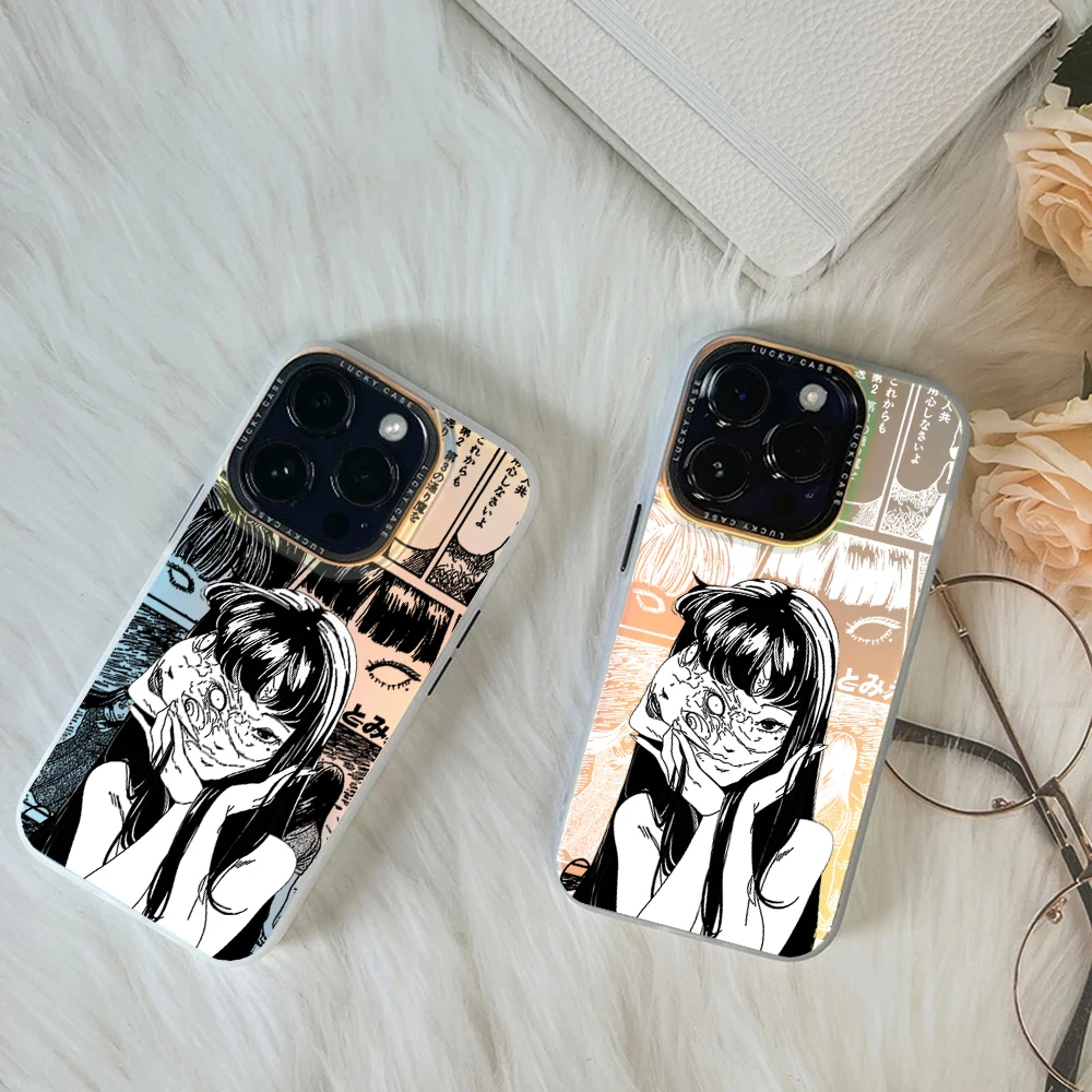 Tomie Junji Ito Horror Anime For iPhone 16 15 14 13 12 11 Pro MAX Plus IMD Chameleon Laser Phone Case