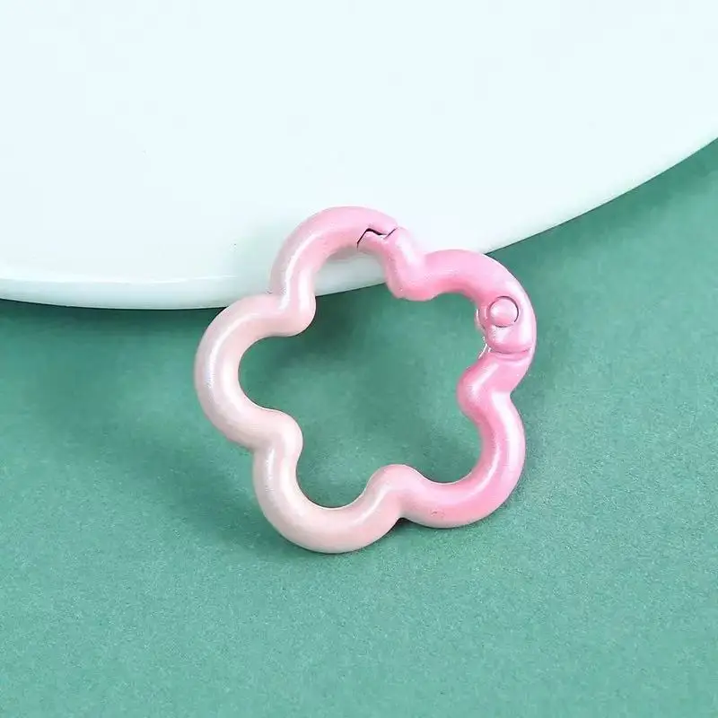 5-10pcs Gradient Flowers Shape Spring Ring Clasps for DIY Jewelry