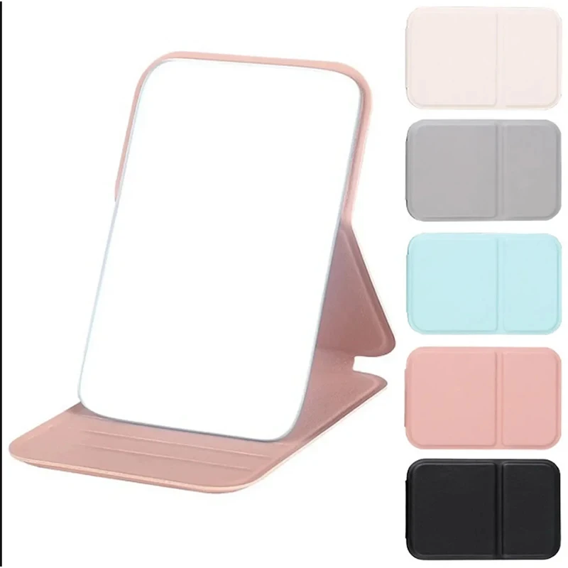 100Pcs Woman MINI Folding Makeup Mirror High-quality Portable Pocket Makeup Mirror Single-side Creative Women Solid Color  RX