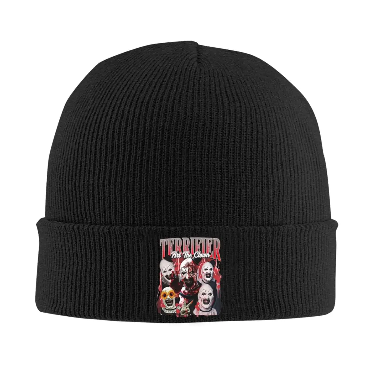 Terrifier Art The Clown Bonnet Hats Knit Hat Adult Unisex Fashion Elastic Beanie Hats Winter Kpop Graphic Cap