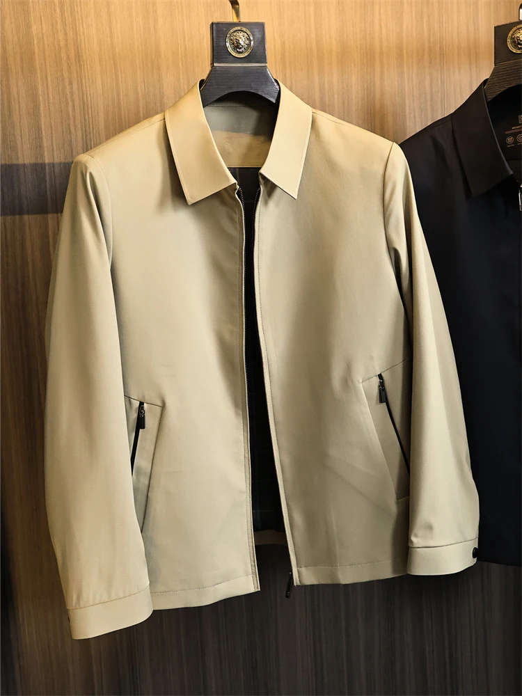 

Ele Busin Commuter Jaet Stand Collar Sli Slim Fit Spring 2025 Men's Faion Urban Long Sve Stand Fit