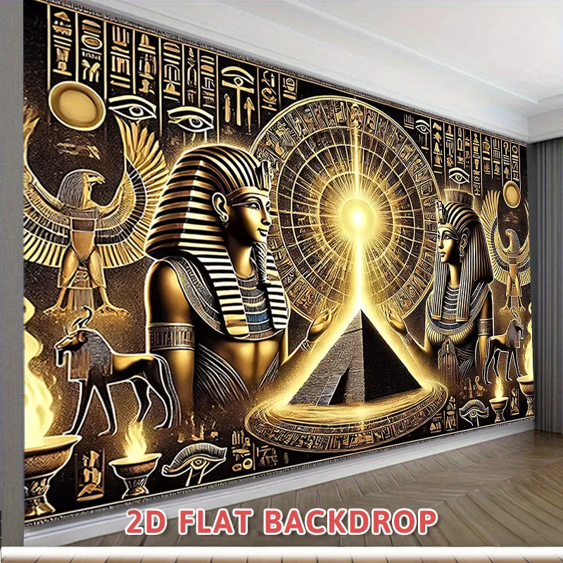 Ancient Egypt Pharaoh Queen Pyramid Golden Sun God 2D Flat Tapestry Backdrop For Living Room Decor Historical Wall Hanging Art