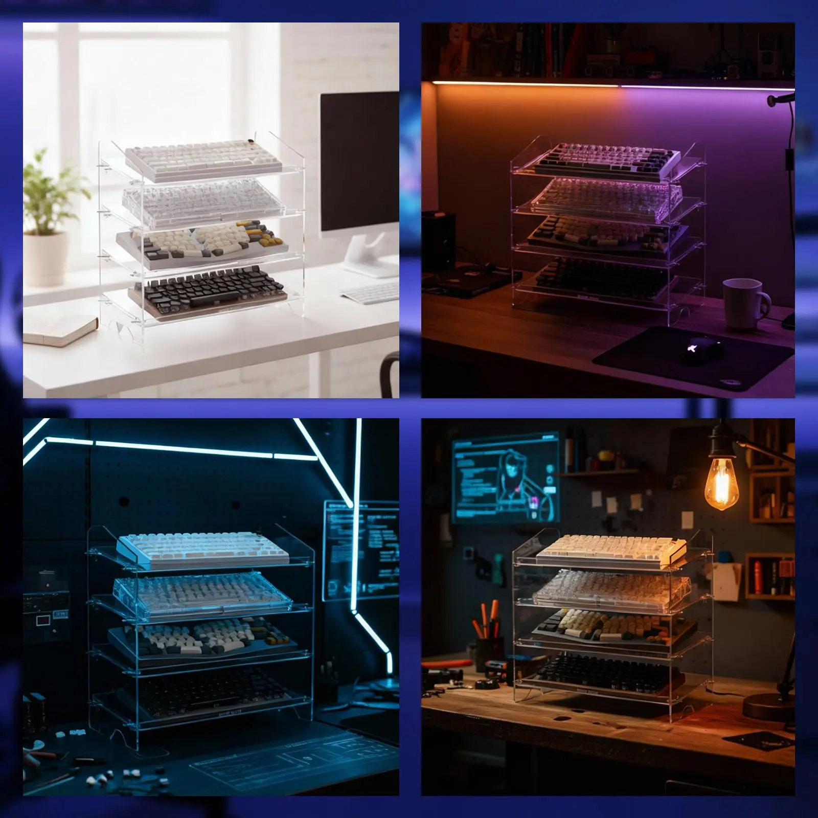 

Desk Setup Retail Store Mechanical Keyboards Keycaps Riser Shelf Showcase Computer Tablet Storage Acrylic Keyboard Display Stand