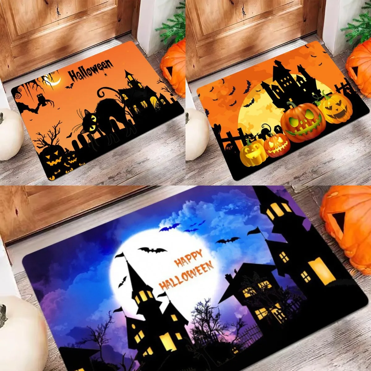 Halloween Fun Decorative Doormat, Non-slip Halloween Decorative Rubber Welcome Mat, Suitable for Indoor and Outdoor Use Door Mat