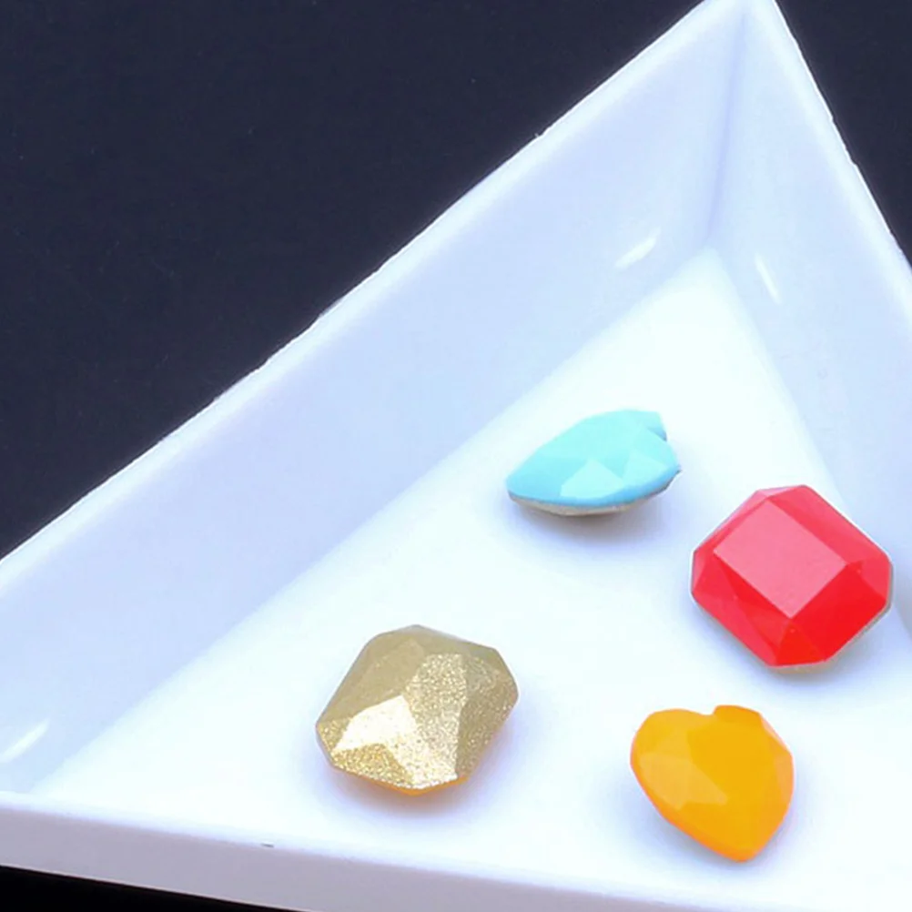 

40Pcs Jewelry Triangle Tray White Plastic Craft Storage for Bead Rhinestone Organizing DIY Art Nail Making Projects
