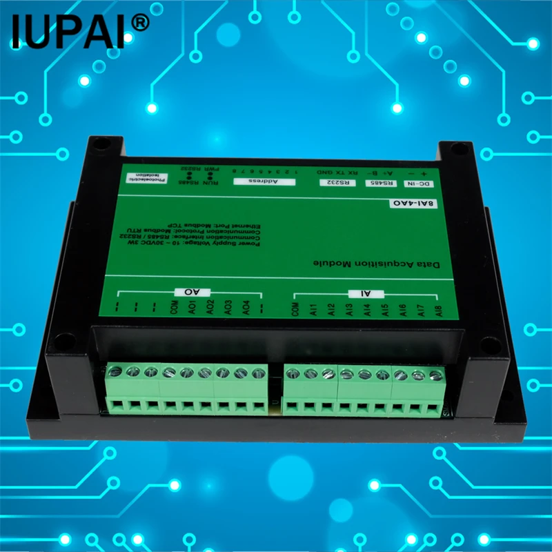 8-канальный аналоговый вход 8AI-4AO, 4-канальный аналоговый выход, модуль Modbus RTU поддерживает расширенную плату PLC, совместимость 4-20 мА, 0-10 в